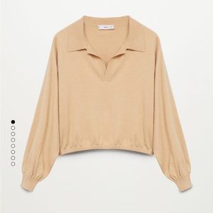 MANGO Polo Style Cropped Sweater NWOT